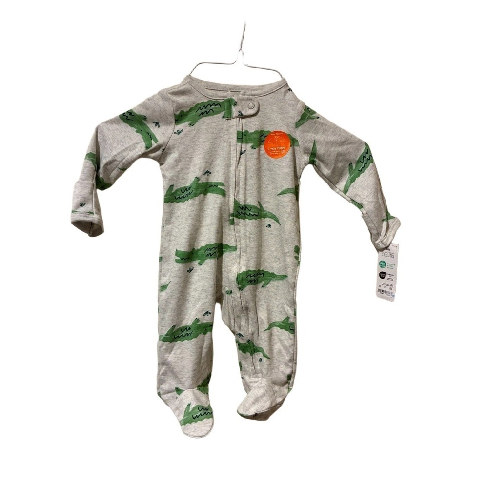 Carter's Just One You Baby Boy Alligator 2-Way Zip Footed Sleeper Gray 3M NWT